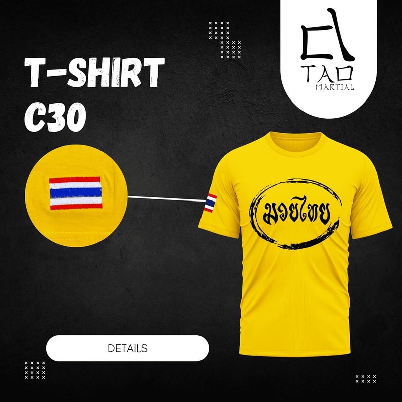 TAO MARTIAL Muay Thai T-Shirt, Tshirt 100% Cotton, Light and Soft, Model C30, Marigold, Size M - Image 3